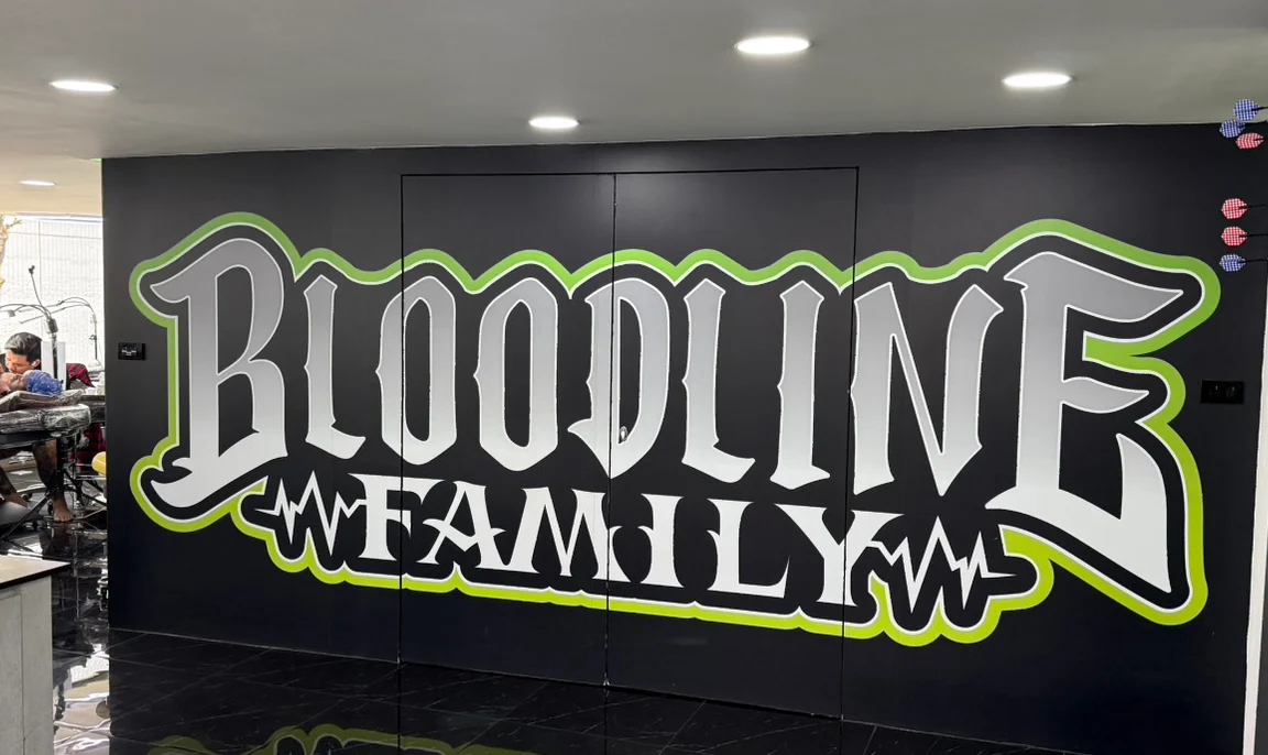 Bloodline Family studio wall detail in Bangkok